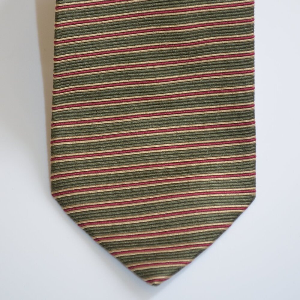 Brooks Brothers Makers Classic Necktie Deep Red Striped Business Formal